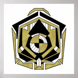 Futuristische Gold Black Geometric Cybernetic Abst Poster