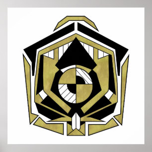 Futuristische Gold Black Geometric Cybernetic Abst Poster