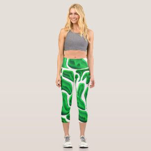 Futuristische Grüne Abstrakte Formen Capri Leggings