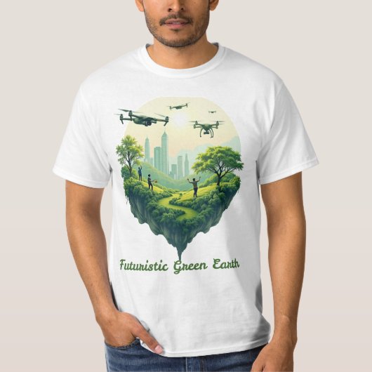 Futuristische Grüne Erde T-Shirt (Vorderseite)