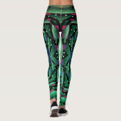 Futuristische grüne Kaleidoskop-Leggings Leggings (Rückseite)