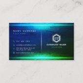 Futuristische Horizon Blue & Green Light Textur Visitenkarte (Rückseite)