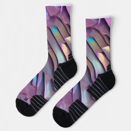 Futuristische Iridescent/abstrakte holografische Socken (Links)
