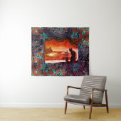 Futuristische Katze auf Mars Wandteppich (Beispiel (Horizontal))