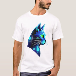 Futuristische Katze in Neon Glow T-Shirt