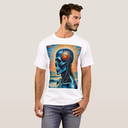 Futuristische kosmische Schädelkunst T - Shirt Oce (Vorne ganz)