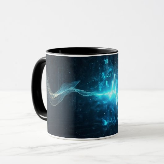 Futuristische künstlerische Tasse für Visionsinsel (Vorderseite Links)