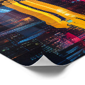 Futuristische lebendige Neon-Nacht-Stadtansicht Poster (Ecke)