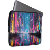Futuristische lebendige Neon-Nacht-Stadtlandschaft Laptopschutzhülle (Vorne Rechts)