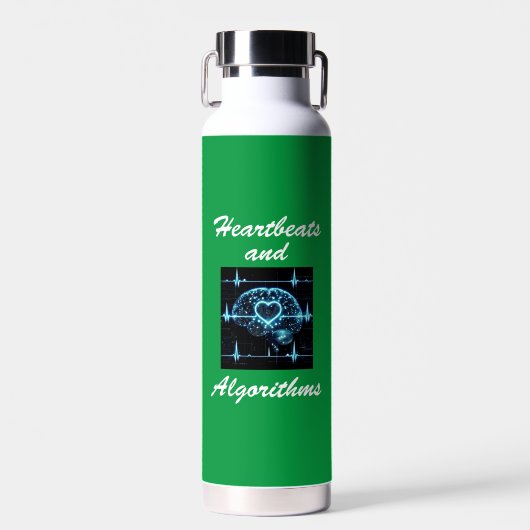 Futuristische Liebe "Heartbeats and Algorithms" Trinkflasche (Vorne)