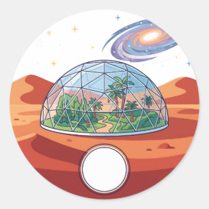 Futuristische Marskolonie Weltraum-Bio-Dom Classic Runder Aufkleber
