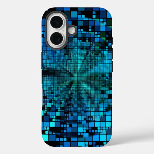Futuristische Matrix | Blaue Pixel benutzerdefinie Case-Mate iPhone Hülle (Rückseite)