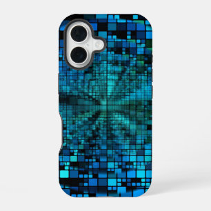 Futuristische Matrix   Blaue Pixel benutzerdefinie iPhone 16 Hülle