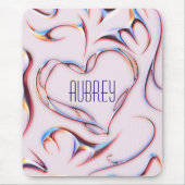 Futuristische Metallic Name Cyberpunk Herz Mousepad (Vorne)