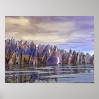 Futuristische metallische Landschaft Poster