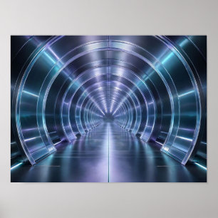 Futuristische metallische Tunnel-Abstrakte Wandkun Poster
