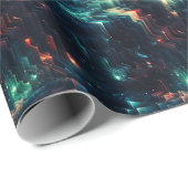 Futuristische Metropolis Aurora: 3D City Design Geschenkpapier (Rolleneckpunkt)