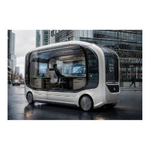 Futuristische mobile Büro-Pod in städtischer Natur