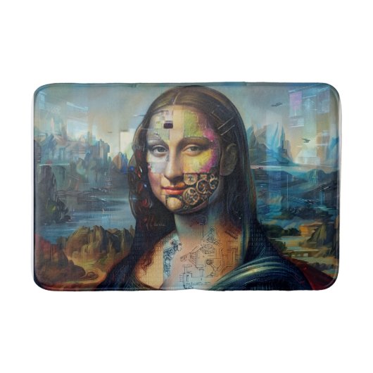 Futuristische Mona Lisa Badematte (Vorderseite)