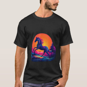 Futuristische Natur Sonnenuntergang Retro Galopp P T-Shirt