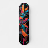 Futuristische Neon - Bold Abstrakt Geometric Skateboard (Vorne)