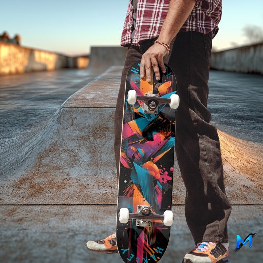 Futuristische Neon - Bold Abstrakt Geometric Skateboard