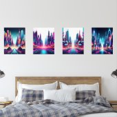 Futuristische Neon Cityscape Art Prints Bilderwand Sets (Schlafzimmer)