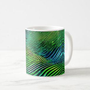 Futuristische Neon-Grüne Streifen Kaffeetasse