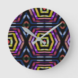 Futuristische Neon-Schaltkreise Abstract Runde Wanduhr