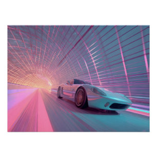 Futuristische Neon-Speed-Tunnel-Kunst Poster