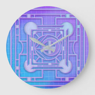 Futuristische Neon Vaporwave Abstrakte Geometrie Große Wanduhr