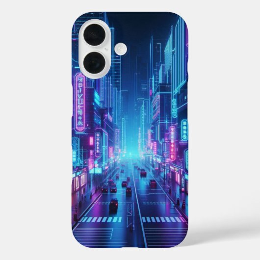 futuristische Neonstadt Case-Mate iPhone Hülle (Rückseite)