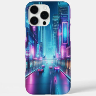futuristische Neonstadt iPhone 16 Pro Max Hülle