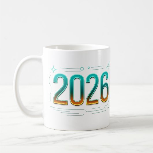 Futuristische Neujahrsfeier 2026 Tasse - Stilvolle (Links)