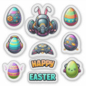 Futuristische Osterkleber Aufkleber (Vorderseite)