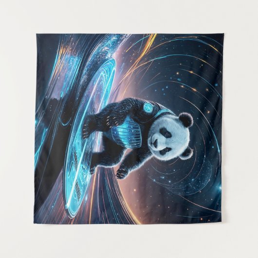 Futuristische Panda Surfstardust Waves Wandteppich (Vorderseite (Horizontal))