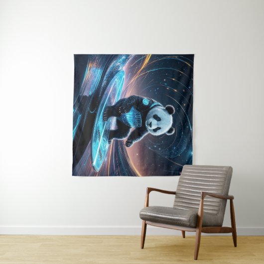 Futuristische Panda Surfstardust Waves Wandteppich (Beispiel (Horizontal))