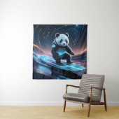 Futuristische Panda Surfstardust Waves Wandteppich (Beispiel)