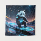 Futuristische Panda Surfstardust Waves Wandteppich (Vorderseite)