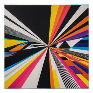 Futuristische perspektive optische Illusion farbig Poster