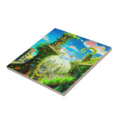 Futuristische Pflanze Stadt, künstlerische KI Fliese (Seite)