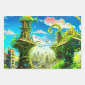 Futuristische Pflanze Stadt, künstlerische KI Geschenkpapier Set (Vorderseite 2)