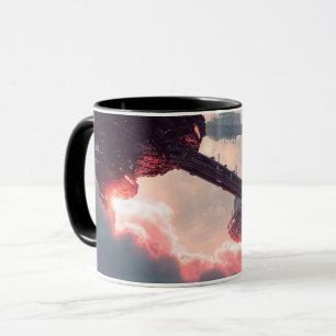 Futuristische Plattformen in den Wolken bei Dämmer Tasse