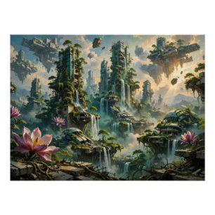 Futuristische postapokalyptische Stadt mit urbaner Poster