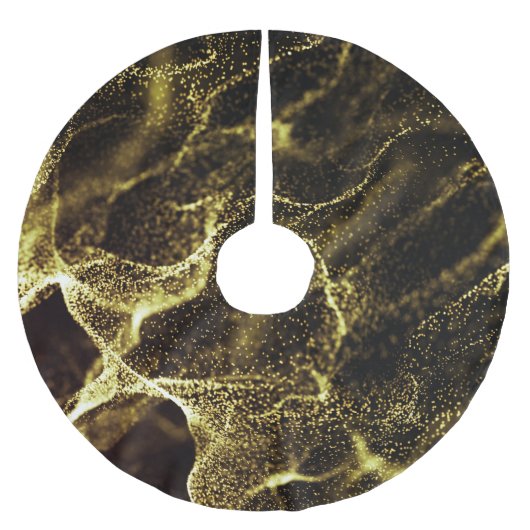 Futuristische Punktwelle: Dynamischer Hintergrund. Polyester Weihnachtsbaumdecke (Vorderseite)