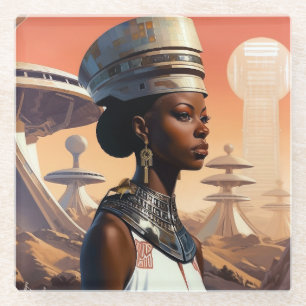 Futuristische Queen Afrofuturistische Science Fict Glasuntersetzer
