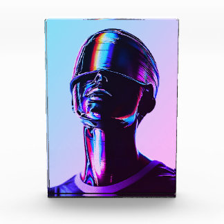 Futuristische Rainbow Chrome Portrait Wall Art Fotoblock