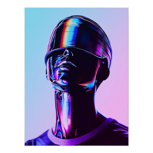 Futuristische Rainbow Chrome Portrait Wall Art Poster (Vorderseite)