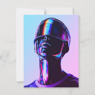 Futuristische Rainbow Chrome Portrait Wall Art Postkarte