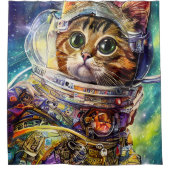 Futuristische Raumkatze Duschvorhang (Vorderseite)